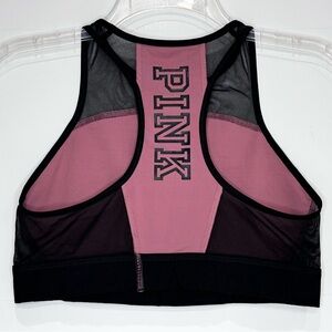 Victoria’s Secret PINK Logo Sports Bra Unlined High-Neck Sports Crop Bra Mauve M